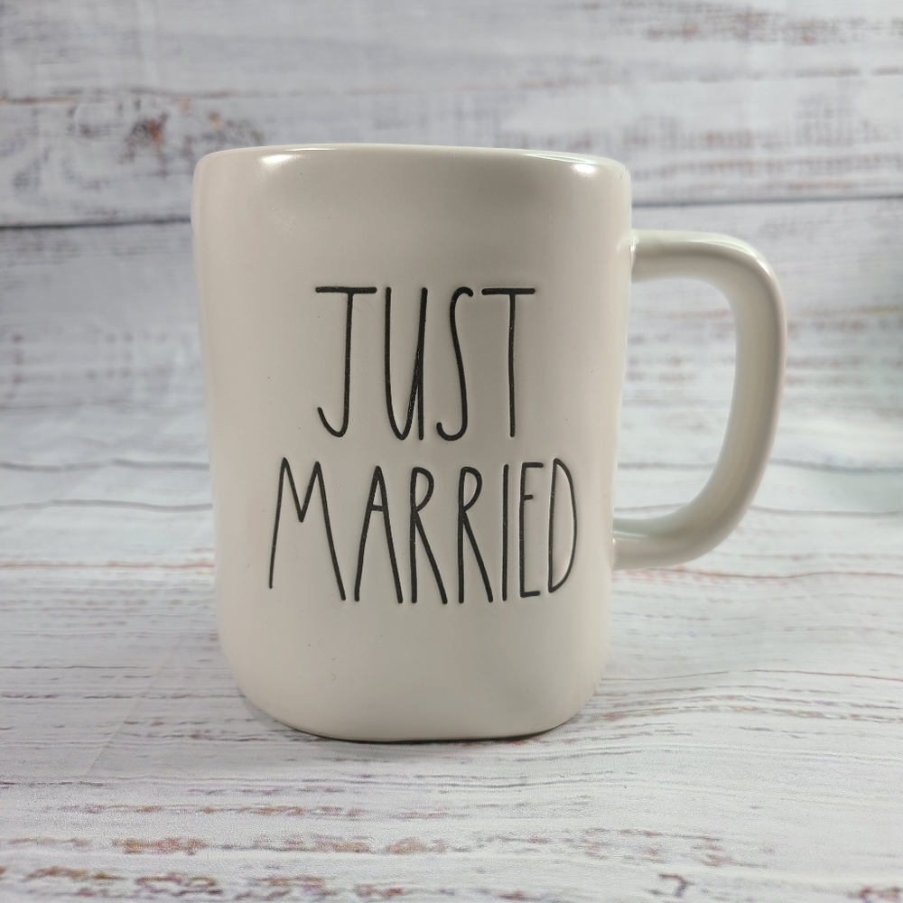 Rae Dunn JUST MARRIED Withe Coffee Mug Artisan Collection
